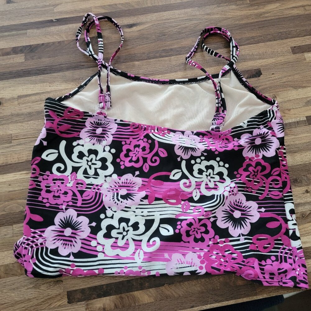 Southern Expressions Bikini Tankini Swim Top in Pink/Black/White Floral - Picture 3 of 7